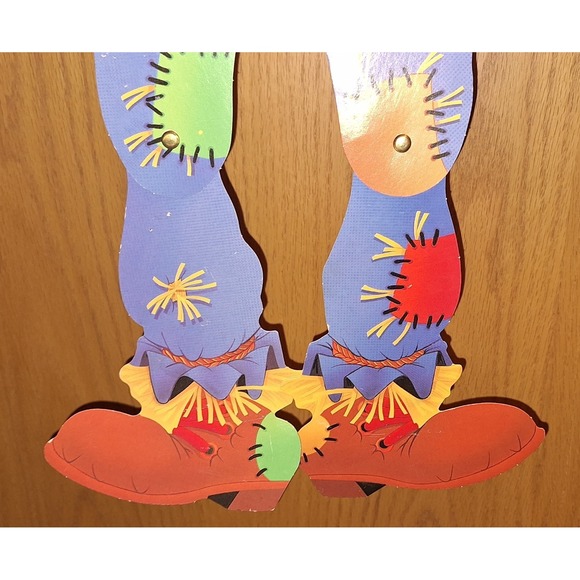 Vtg Current Jointed Scarecrow Halloween Fall Die Cut 32 Inch - Picture 5 of 8